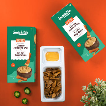 Cheesy Jalapeno Dip with Peri Peri Ragi Chips