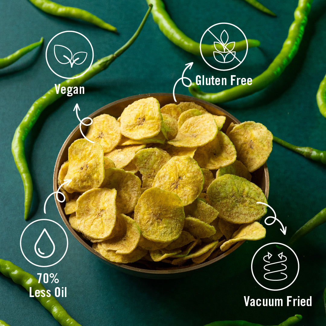 Vacuum Fried Banana Chips  ( Green chilli )