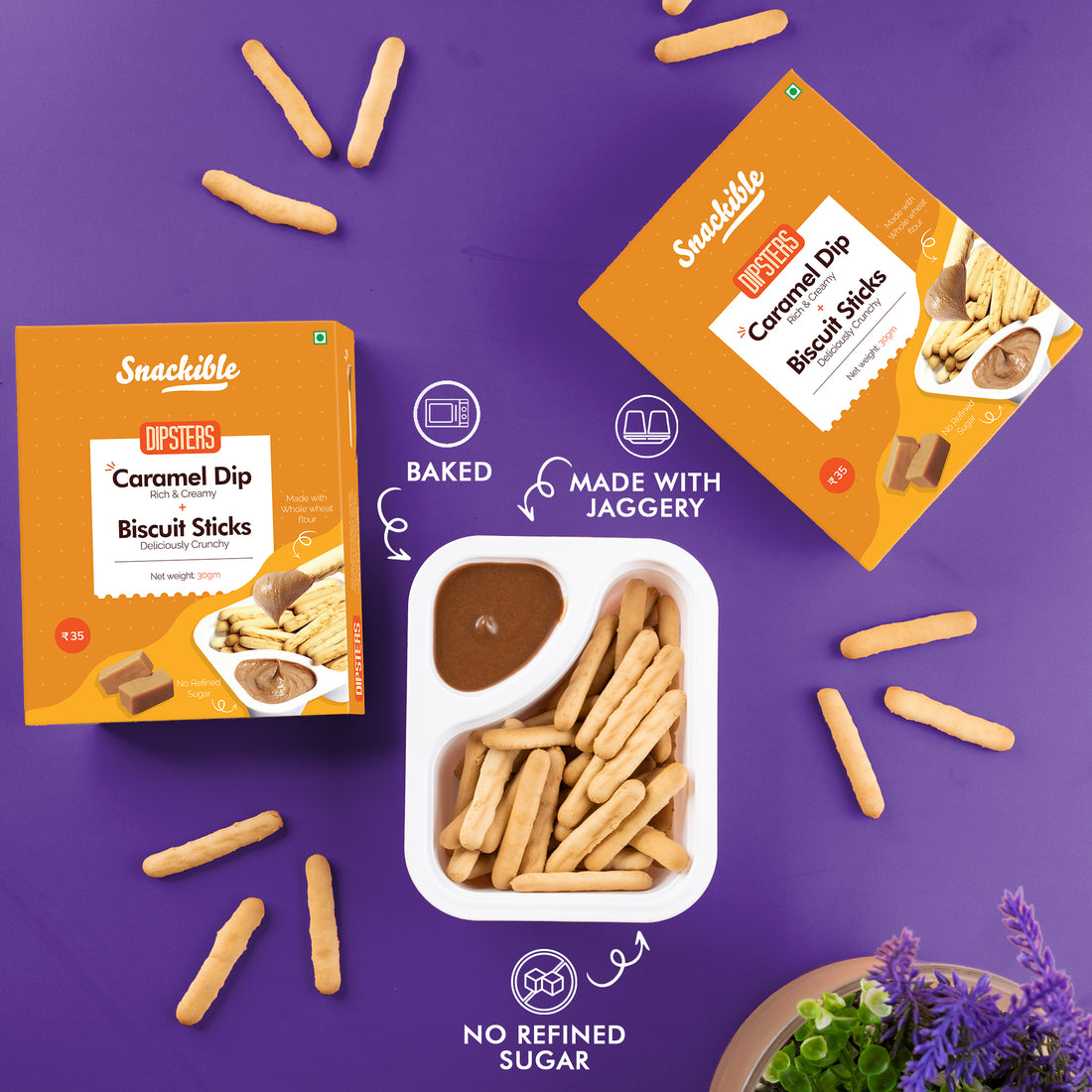 Salted Caramel Dip with Biscuit Sticks (Pack of 2)